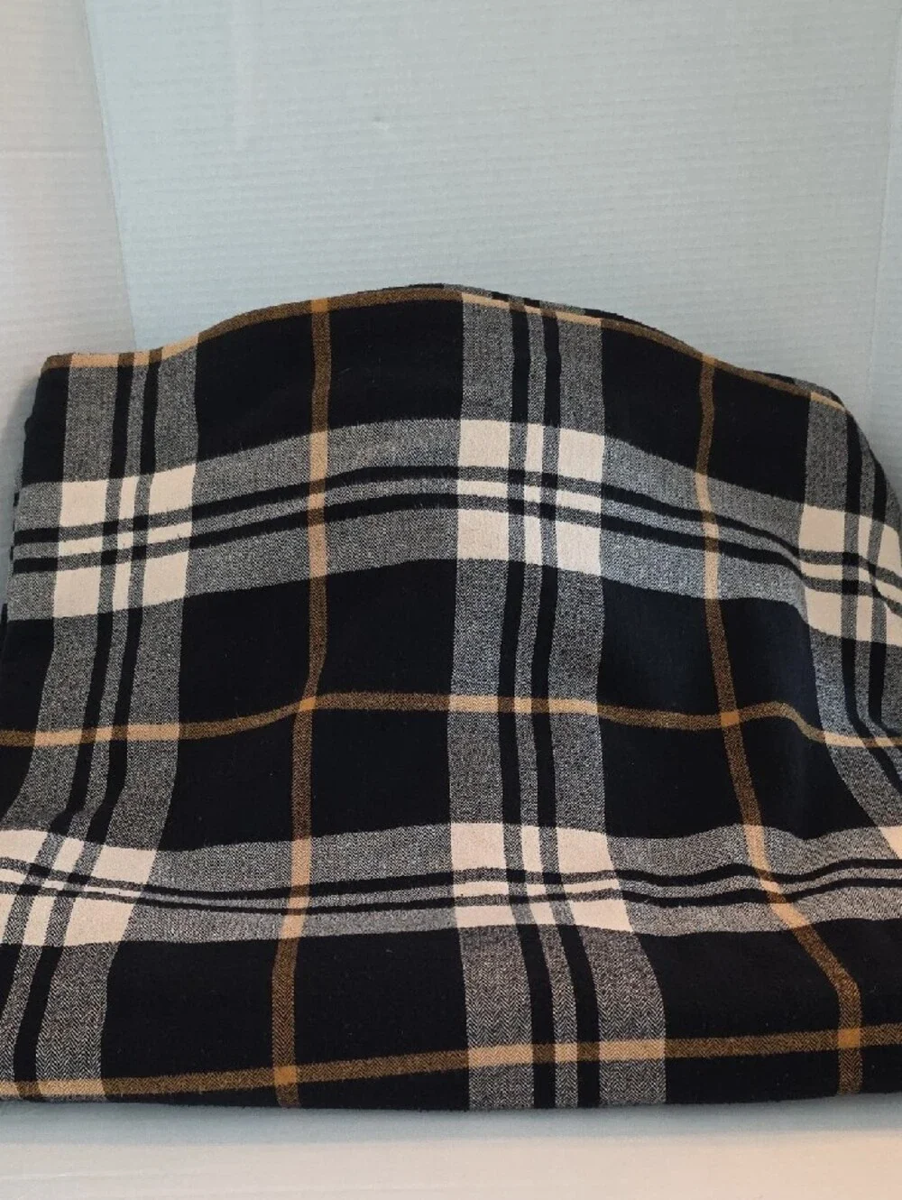IKEA Strimklover Black, Cream Gold Brown Plaid Flannel Cotton King Duvet Cover